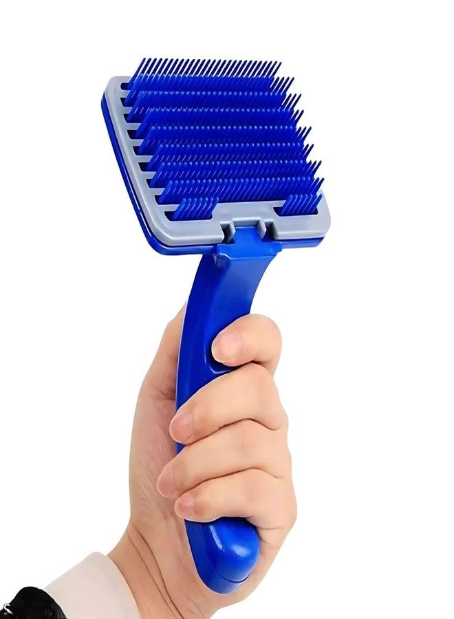 PET FUN Self-Cleaning Plastic Slicker Brush with Press Key for Dogs and Cats | Gentle Pet Grooming Tool Kit for Shedding, Mats, Tangled, Long & Short Hair | Ideal for All Breeds & Sizes (Large) - Image 2